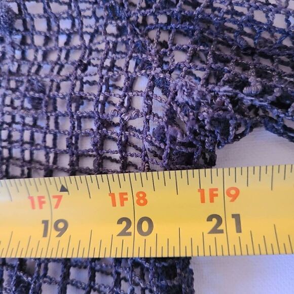 Womens Knit-Braid Perforated Gray Fishnet Top Large - Picture 7 of 9